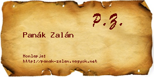 Panák Zalán névjegykártya